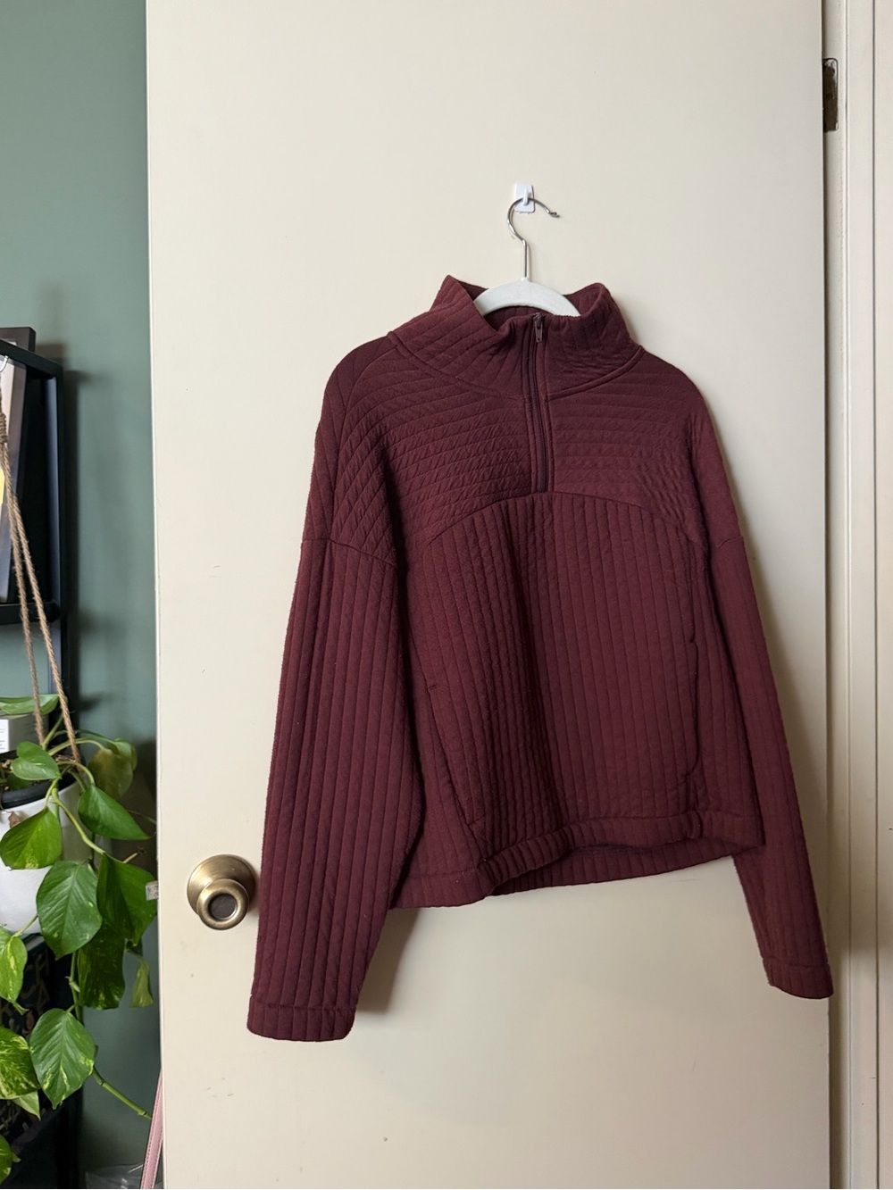 a new day Burgundy Quarter-Zip Ribbed Pullover